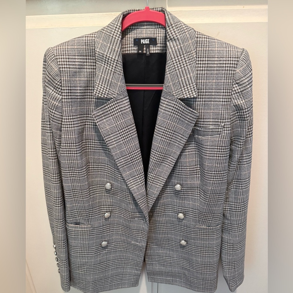 PAIGE Black and White Checkered Blazer size M